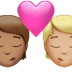 🧑🏽‍❤️‍💋‍🧑🏼 kiss: person, person, medium skin tone, medium-light skin tone display on Apple